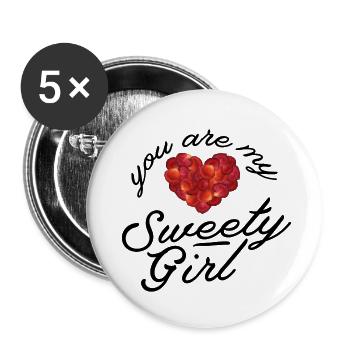 Valentine’s Day - Buttons small 1''/25 mm (5-pack) - white - Front