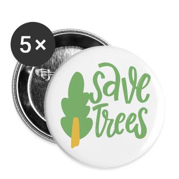 Bäume retten - Buttons klein 25 mm (5er Pack) - Weiß - Vorne