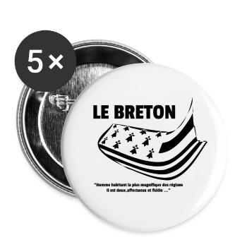Le Breton - Lot de 5 petits badges (25 mm) - blanc - Devant