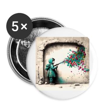 Child Bubble Gun Street Art - Buttons small 1''/25 mm (5-pack) - white - Front