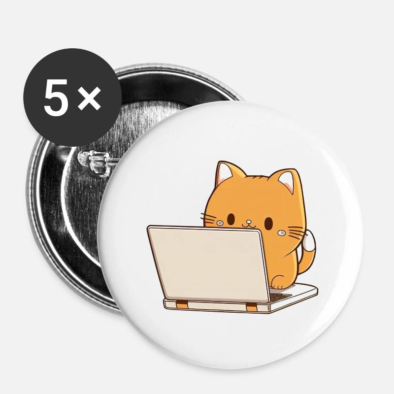Süße niedliche Katze liegt und schläft Sticker - Buttons klein 25 mm (5er Pack) - Weiß