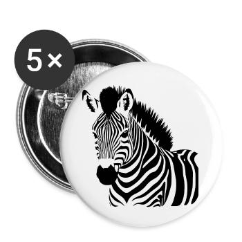 Fun Zebra Cartoon lustig Natur Tier Safari 16 - Buttons klein 25 mm (5er Pack) - Weiß - Vorne