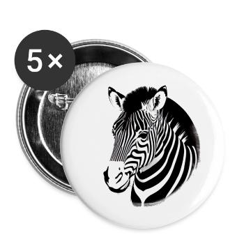Fun Zebra Cartoon lustig Natur Tier Safari 3 - Buttons klein 25 mm (5er Pack) - Weiß - Vorne