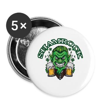 Shamrock & Kobold with beer in hand - Buttons small 1''/25 mm (5-pack) - white - Front