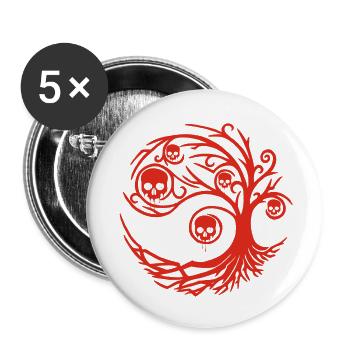 Roter Baum mit Totenköpfen - Buttons klein 25 mm (5er Pack) - Weiß - Vorne