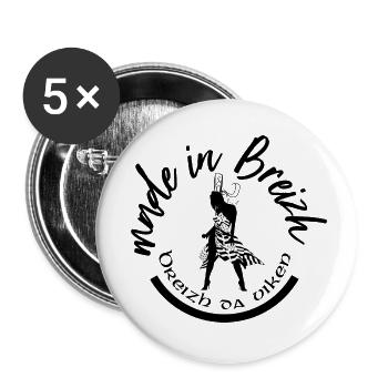 made in breizh - Lot de 5 petits badges (25 mm) - blanc - Devant