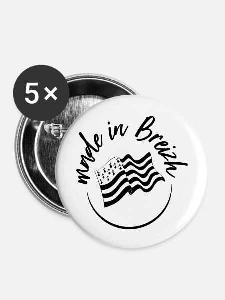 hergestellt in Breizh - Buttons klein 25 mm (5er Pack) - Weiß