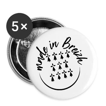 made in breizh 13 - Lot de 5 petits badges (25 mm) - blanc - Devant