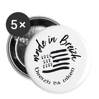made in breizh - Lot de 5 petits badges (25 mm) - blanc - Devant