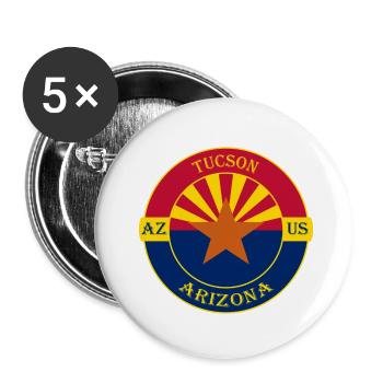 Tucson Arizona Flag USA Travel Souvenir Badge - Buttons small 1''/25 mm (5-pack) - white - Front