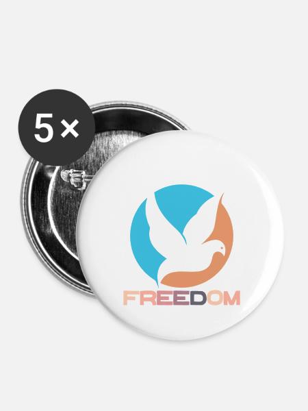 Freedom - Buttons klein 25 mm (5er Pack) - Weiß