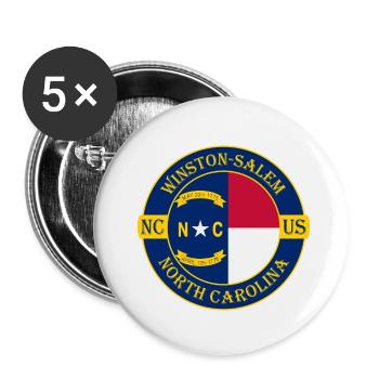 Winston Salem Drapeau de Caroline du Nord États-Unis Souvenir - Lot de 5 petits badges (25 mm) - blanc - Devant