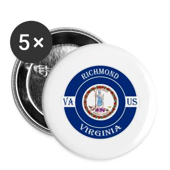 Richmond Virginia Flag USA Travel Souvenir Badge - Lot de 5 petits badges (25 mm) - blanc - Devant