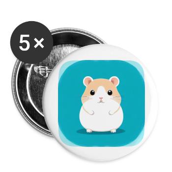 Niedliche Cartoon Hamster Liebe Haustier 2 - Buttons klein 25 mm (5er Pack) - Weiß - Vorne