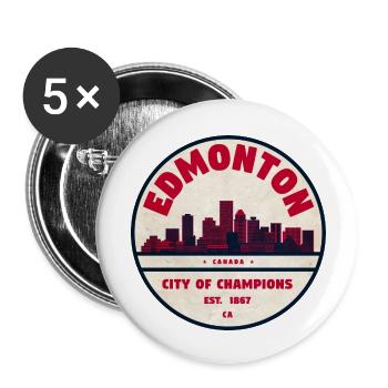 Edmonton Vintage : Ville des Champions - Lot de 5 petits badges (25 mm) - blanc - Devant