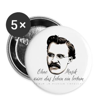 Nietzsche Zitat zur Musik - Buttons klein 25 mm (5er Pack) - Weiß - Vorne
