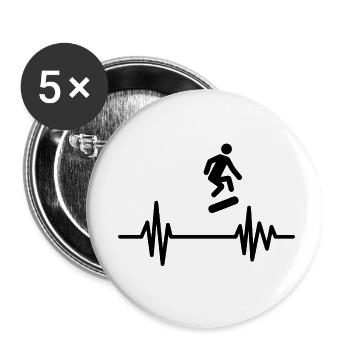 Skate Heartbeat - Cool Skateboard Design - Buttons small 1''/25 mm (5-pack) - white - Front
