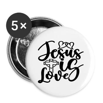 Jesus Is Love - Buttons klein 25 mm (5er Pack) - Weiß - Vorne