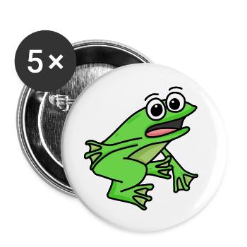 Motif de grenouille - Lot de 5 petits badges (25 mm) - blanc - Devant