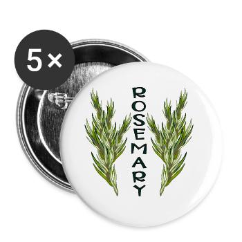 PLANTES DE ROMARIN - JARDIN - ÉPICES DE CUISSON - HERBES - Lot de 5 petits badges (25 mm) - blanc - Devant