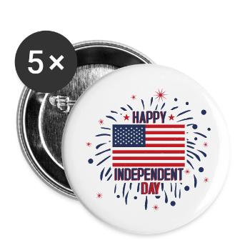 FROHEN UNABHÄNGIGEN TAG - Buttons klein 25 mm (5er Pack) - Weiß - Vorne