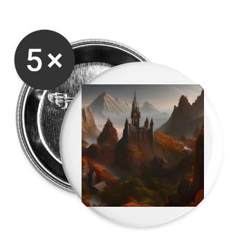 Château dans la montagne - Lot de 5 petits badges (25 mm) - blanc - Devant