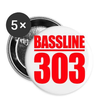 Electronic music Bassline 303 gift - Buttons small 1''/25 mm (5-pack) - white - Front