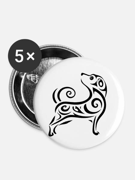 Ästhetisches Hundedesign - Buttons klein 25 mm (5er Pack) - Weiß