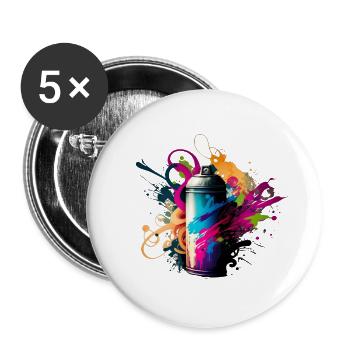 Can Graffiti - Buttons klein 25 mm (5er Pack) - Weiß - Vorne