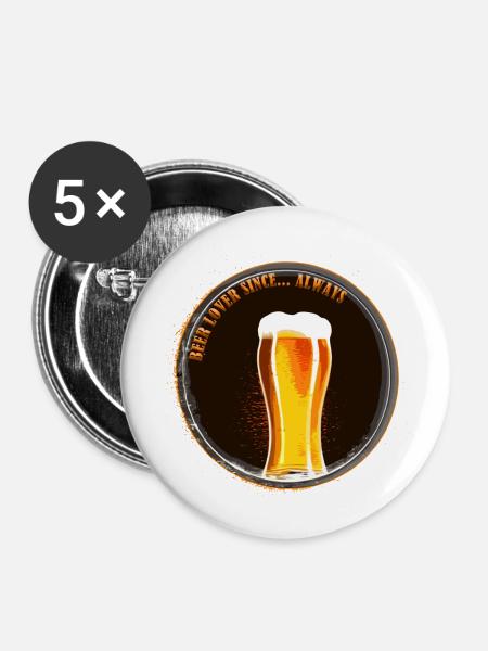 Bierliebhaber seit... Immer - Buttons klein 25 mm (5er Pack) - Weiß
