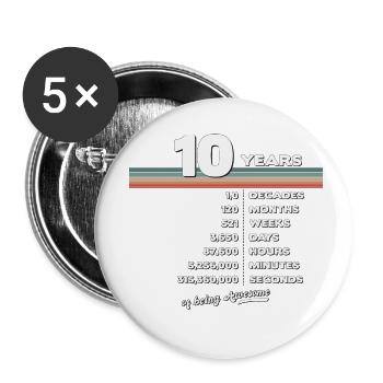 10ème Anniversaire Millésime 10 ans Rétro 120 - Lot de 5 petits badges (25 mm) - blanc - Devant