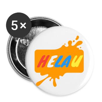 Helau Karnevalsdesign - Buttons klein 25 mm (5er Pack) - Weiß - Vorne