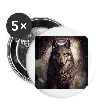 Wolf im Mystischen Tarot Karten Design! - Buttons klein 25 mm (5er Pack) - Weiß - Vorne