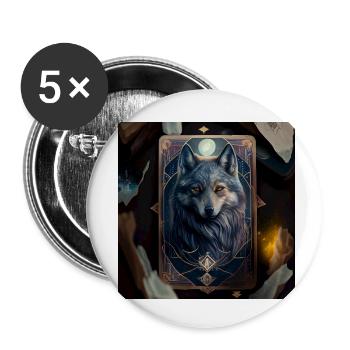 Wolf im Mystischen Tarot Karten Design! - Buttons klein 25 mm (5er Pack) - Weiß - Vorne