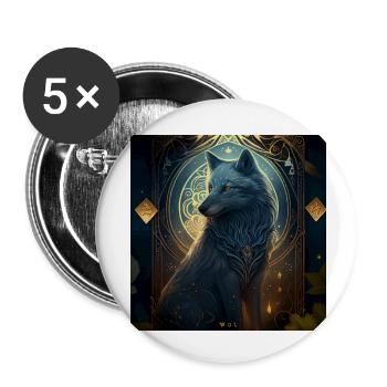 Wolf im Mystischen Tarot Karten Design! - Buttons klein 25 mm (5er Pack) - Weiß - Vorne