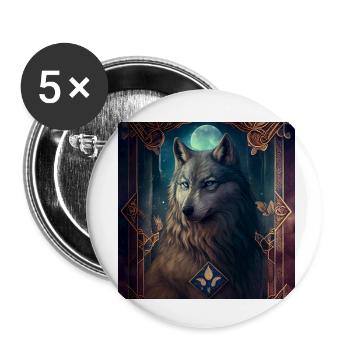 Wolf im Mystischen Tarot Karten Design! - Buttons klein 25 mm (5er Pack) - Weiß - Vorne