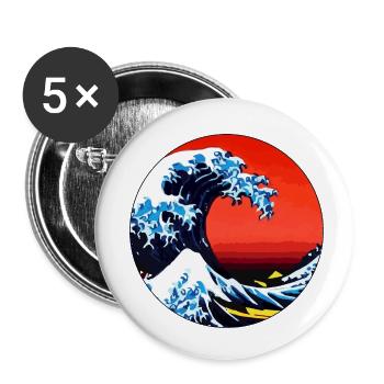 The Great Wave - AI Art inspired by Hokusai - Buttons small 1''/25 mm (5-pack) - white - Front