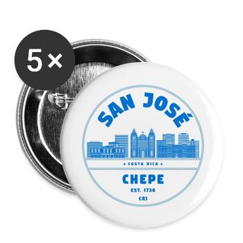 San Jose Costa Rica Chepe Badge - Buttons small 1''/25 mm (5-pack) - white - Front