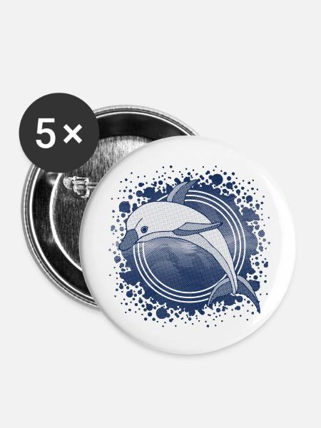 Delfin - Buttons klein 25 mm (5er Pack) - Weiß