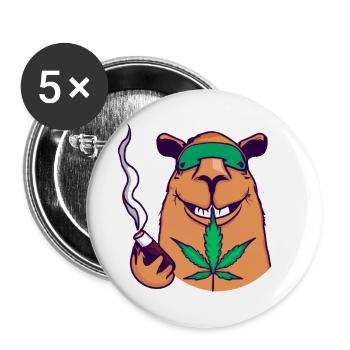 Capybara - Buttons klein 25 mm (5er Pack) - Weiß - Vorne