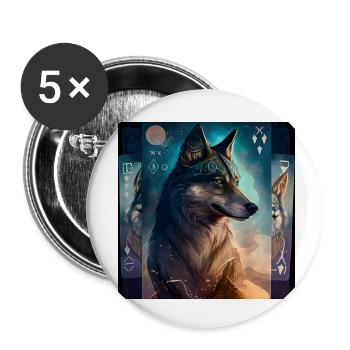 Wolf im Mystischen Tarot Karten Design! - Buttons klein 25 mm (5er Pack) - Weiß - Vorne