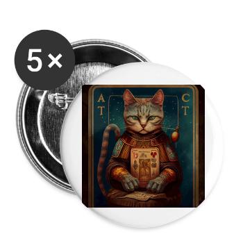 Katze im Mystischen Tarot Karten Design! - Buttons klein 25 mm (5er Pack) - Weiß - Vorne