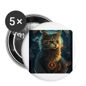 Katze im Mystischen Tarot Karten Design! - Buttons klein 25 mm (5er Pack) - Weiß - Vorne