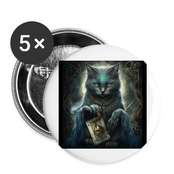 Katze im Mystischen Tarot Karten Design! - Buttons klein 25 mm (5er Pack) - Weiß - Vorne