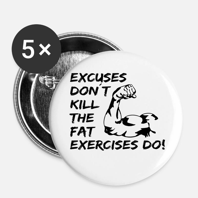 Dire pour les athlètes de force culturistes - Lot de 5 petits badges (25 mm) - blanc