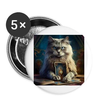Katze im Mystischen Tarot Karten Design! - Buttons klein 25 mm (5er Pack) - Weiß - Vorne