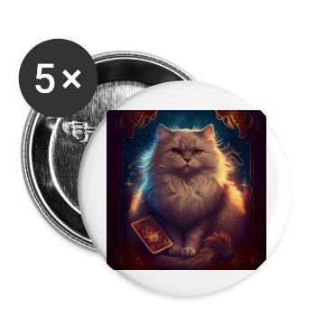 Katze im Mystischen Tarot Karten Design! - Buttons klein 25 mm (5er Pack) - Weiß - Vorne