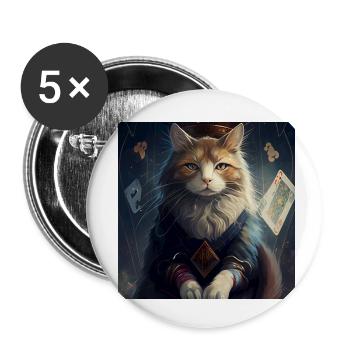 Katze im Mystischen Tarot Karten Design! - Buttons klein 25 mm (5er Pack) - Weiß - Vorne