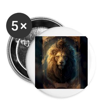 Löwe im Mystischen Tarot Karten Design! - Buttons klein 25 mm (5er Pack) - Weiß - Vorne