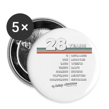 28. Geburtstag Vintage 28 Jahre alt Retro 336 - Buttons klein 25 mm (5er Pack) - Weiß - Vorne